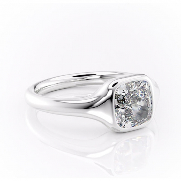 Inel de logodnă Avenelle din aur Alb 14kt cu moissanite tăietură pernă – Montură închisă rafinată pentru solitar | Personalizează și configurează gratuit online [1]