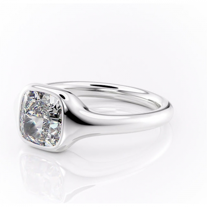 Inel de logodnă Avenelle din aur Alb 14kt cu moissanite tăietură pernă – Montură închisă rafinată pentru solitar | Personalizează și configurează gratuit online [7]