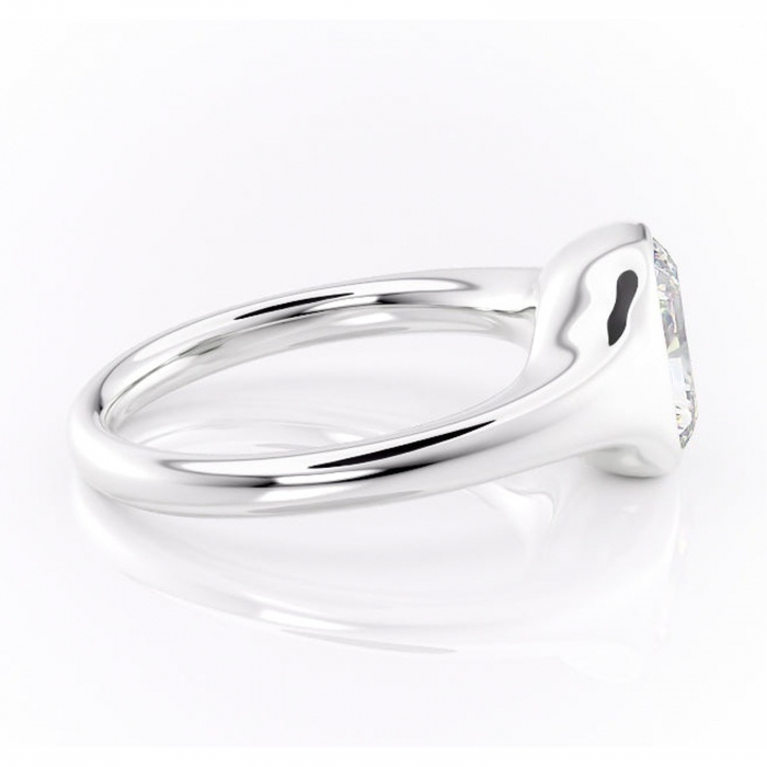 Inel de logodnă Avenelle din aur Alb 14kt cu moissanite tăietură radiantă – Montură închisă rafinată pentru solitar | Personalizează și configurează gratuit online [2]