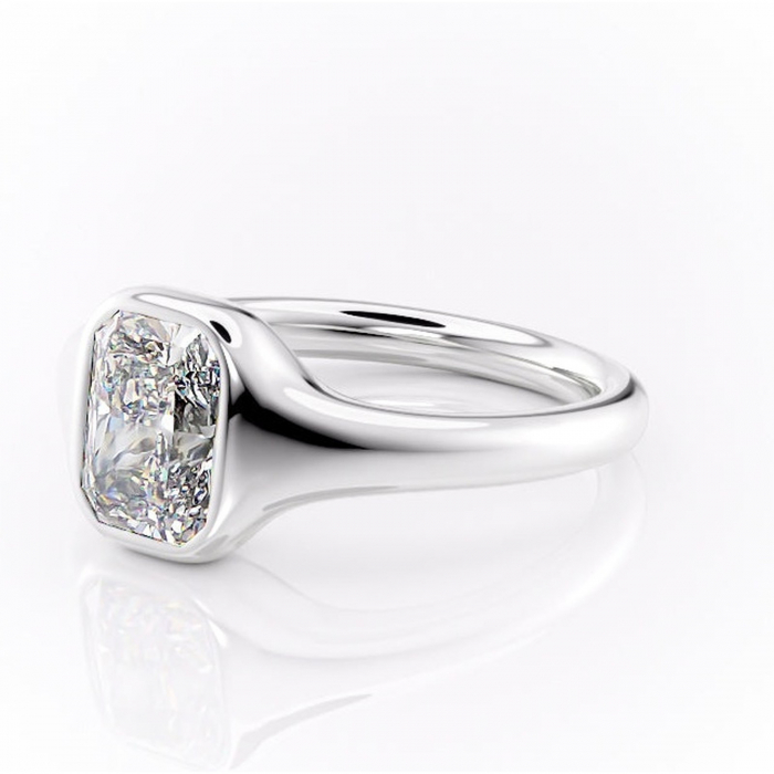 Inel de logodnă Avenelle din aur Alb 14kt cu moissanite tăietură radiantă – Montură închisă rafinată pentru solitar | Personalizează și configurează gratuit online [7]