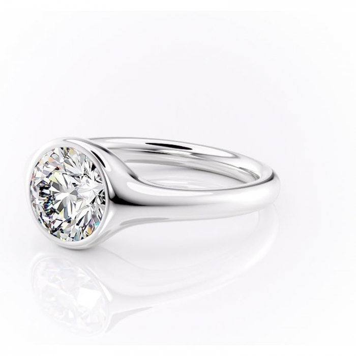 Inel de logodnă Avenelle din aur Alb 14kt cu moissanite tăietură rotundă – Montură închisă rafinată pentru solitar | Personalizează și configurează gratuit online [7]