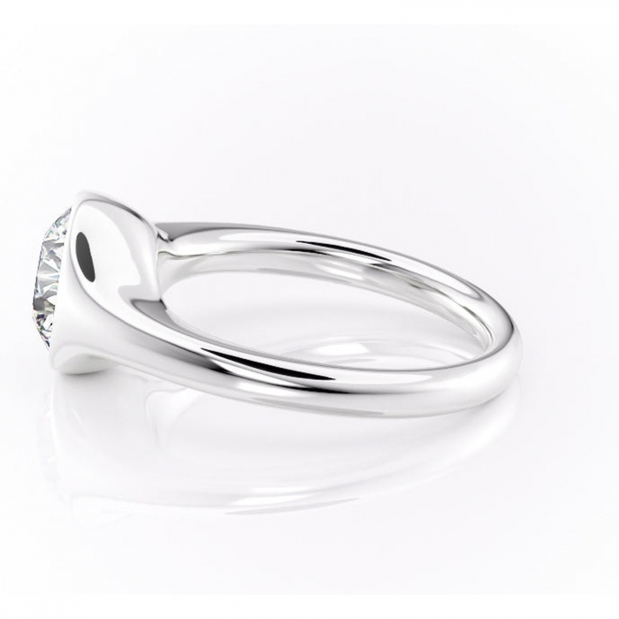 Inel de logodnă Avenelle din aur Alb 14kt cu moissanite tăietură rotundă – Montură închisă rafinată pentru solitar | Personalizează și configurează gratuit online [6]