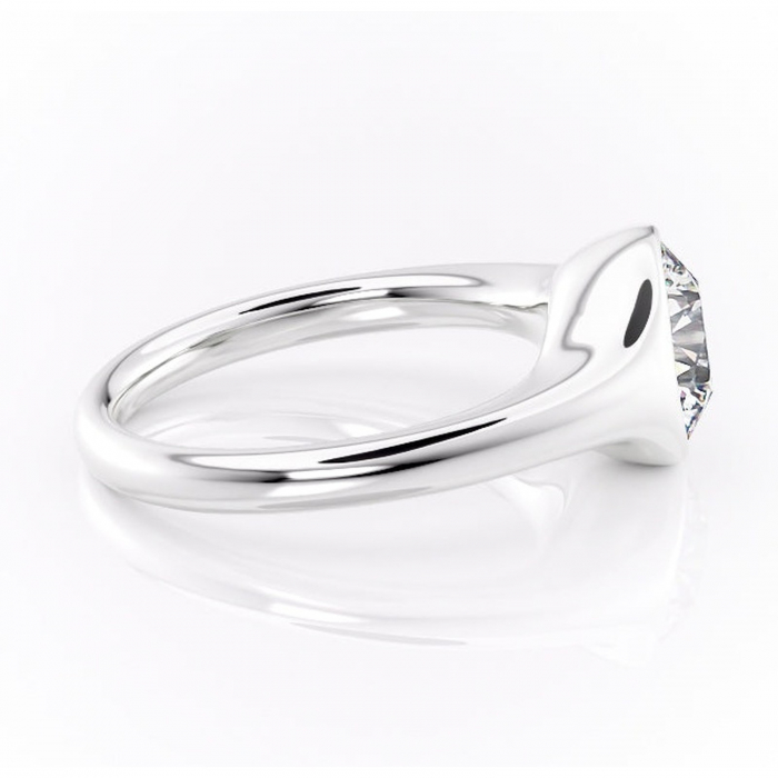 Inel de logodnă Avenelle din aur Alb 14kt cu moissanite tăietură rotundă – Montură închisă rafinată pentru solitar | Personalizează și configurează gratuit online [2]