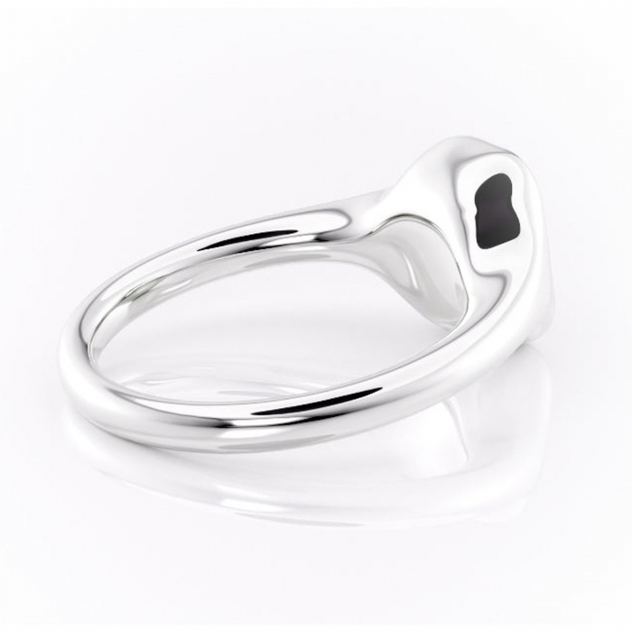 Inel de logodnă Avenelle din aur Alb 14kt cu moissanite tăietură smarald – Montură închisă rafinată pentru solitar | Personalizează și configurează gratuit online [3]