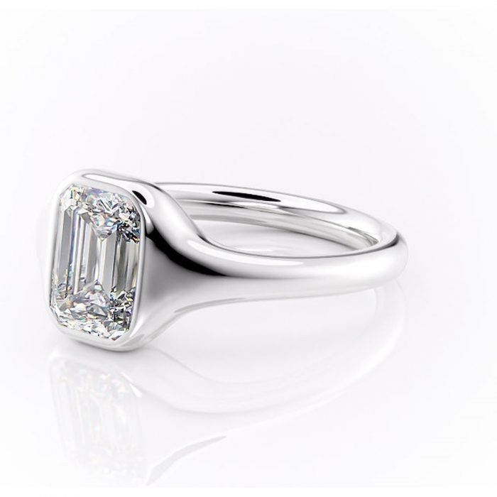 Inel de logodnă Avenelle din aur Alb 14kt cu moissanite tăietură smarald – Montură închisă rafinată pentru solitar | Personalizează și configurează gratuit online [7]