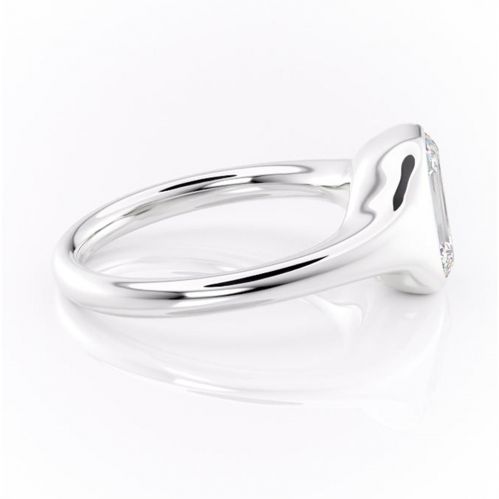 Inel de logodnă Avenelle din aur Alb 14kt cu moissanite tăietură smarald – Montură închisă rafinată pentru solitar | Personalizează și configurează gratuit online [2]