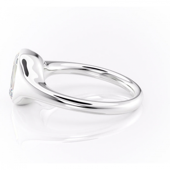 Inel de logodnă Avenelle din aur Alb 14kt cu moissanite tăietură smarald – Montură închisă rafinată pentru solitar | Personalizează și configurează gratuit online [6]