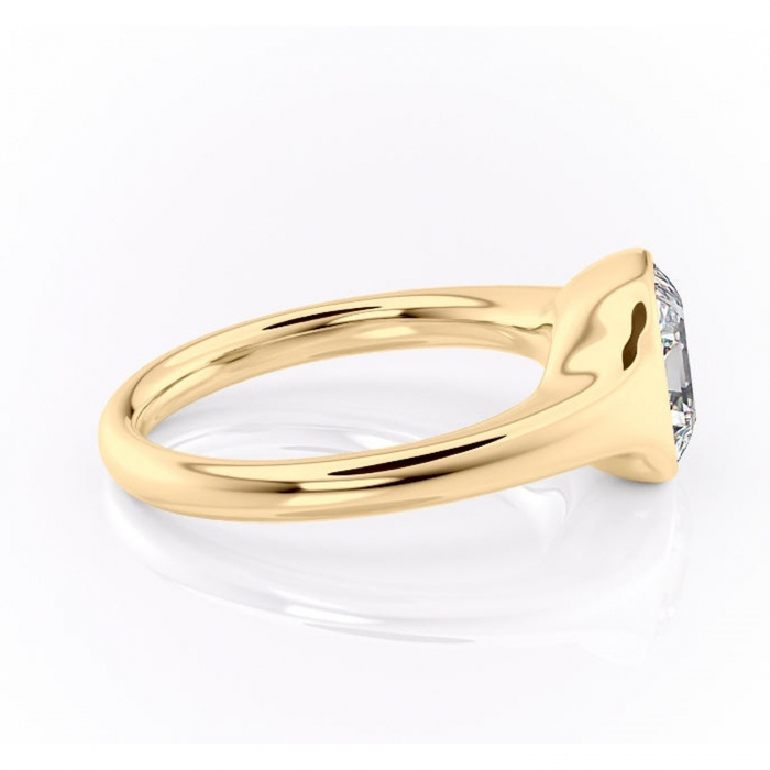 Inel de logodnă Avenelle din aur Galben 14kt cu moissanite tăietură asscher – Montură închisă rafinată pentru solitar | Personalizează și configurează gratuit online [2]