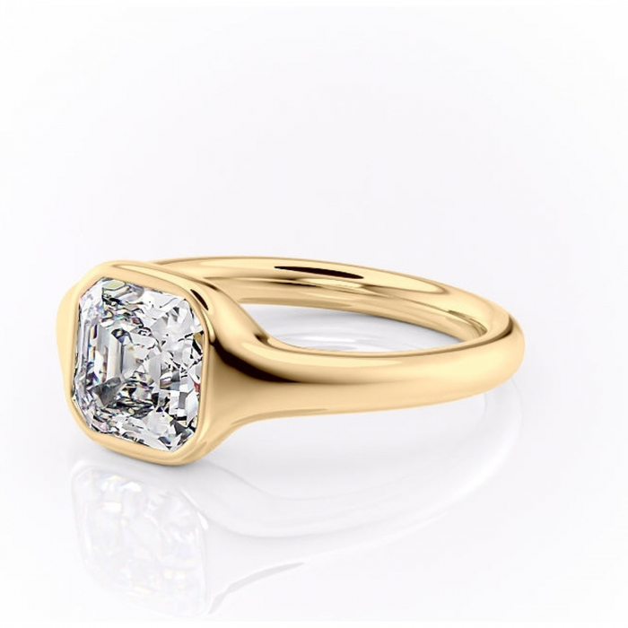Inel de logodnă Avenelle din aur Galben 14kt cu moissanite tăietură asscher – Montură închisă rafinată pentru solitar | Personalizează și configurează gratuit online [7]