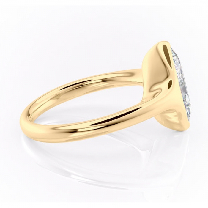 Inel de logodnă Avenelle din aur Galben 14kt cu moissanite tăietură marquise – Montură închisă rafinată pentru solitar | Personalizează și configurează gratuit online [2]