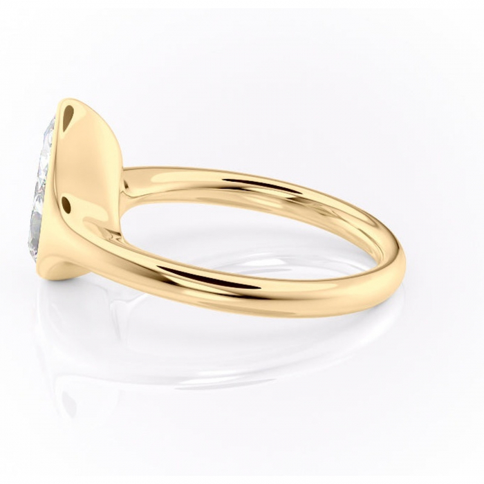 Inel de logodnă Avenelle din aur Galben 18kt cu moissanite tăietură pară – Montură închisă rafinată pentru solitar | Personalizează și configurează gratuit online [6]