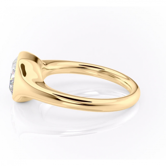 Inel de logodnă Avenelle din aur Galben 14kt cu moissanite tăietură pernă – Montură închisă rafinată pentru solitar | Personalizează și configurează gratuit online [6]