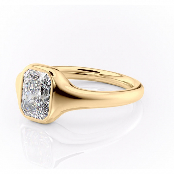 Inel de logodnă Avenelle din aur Galben 14kt cu moissanite tăietură radiantă – Montură închisă rafinată pentru solitar | Personalizează și configurează gratuit online [7]