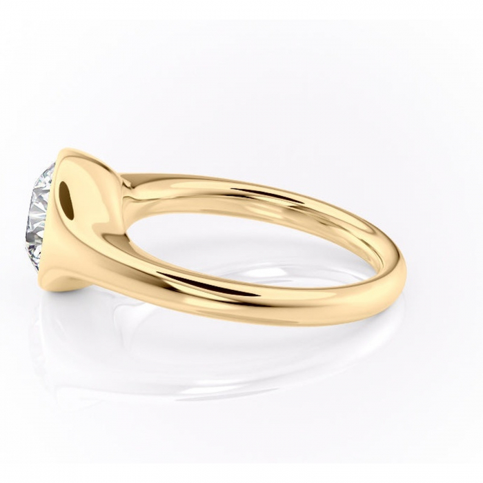 Inel de logodnă Avenelle din aur Galben 14kt cu moissanite tăietură rotundă – Montură închisă rafinată pentru solitar | Personalizează și configurează gratuit online [6]