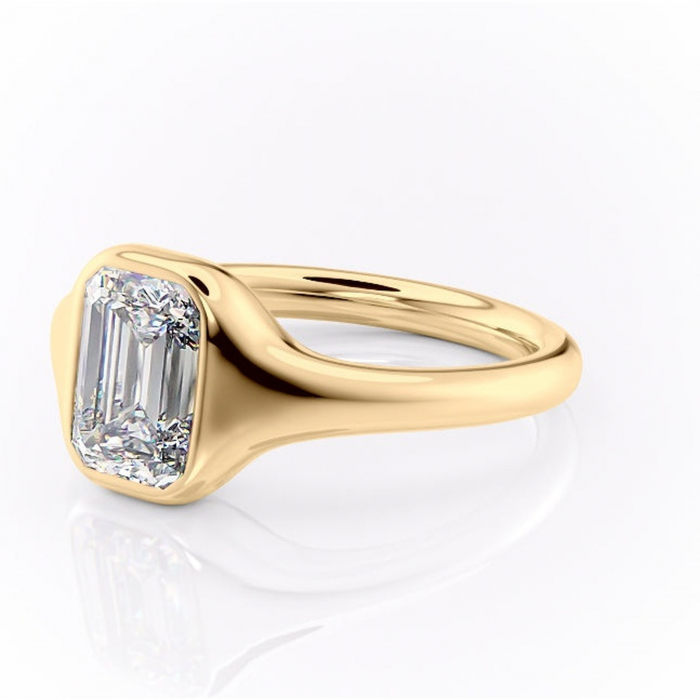 Inel de logodnă Avenelle din aur Galben 14kt cu moissanite tăietură smarald – Montură închisă rafinată pentru solitar | Personalizează și configurează gratuit online [7]