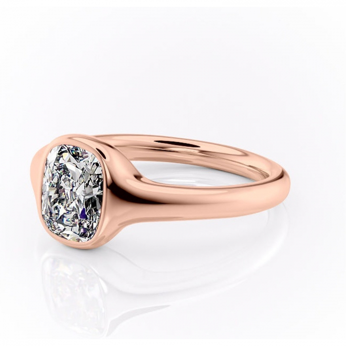 Inel de logodnă Avenelle din aur Rose 14kt cu moissanite tăietură asscher – Montură închisă rafinată pentru solitar | Personalizează și configurează gratuit online [7]