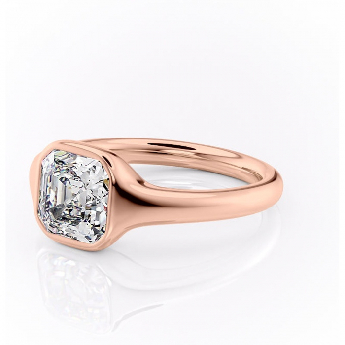 Inel de logodnă Avenelle din aur Rose 14kt cu moissanite tăietură asscher – Montură închisă rafinată pentru solitar | Personalizează și configurează gratuit online [7]