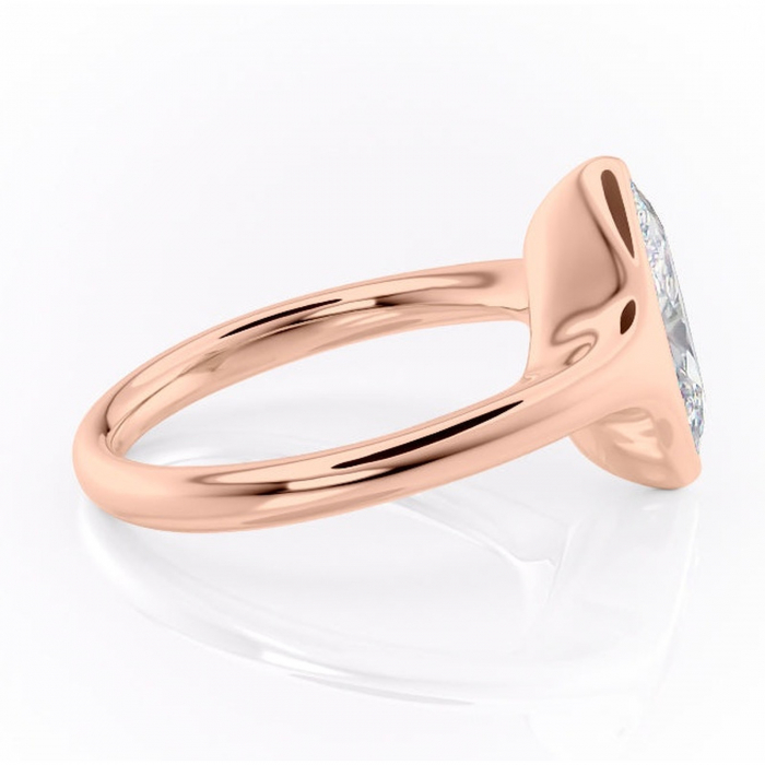 Inel de logodnă Avenelle din aur Rose 18kt cu moissanite tăietură marquise – Montură închisă rafinată pentru solitar | Personalizează și configurează gratuit online [2]