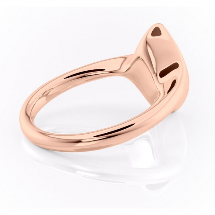 Inel de logodnă Avenelle din aur Rose 18kt cu moissanite tăietură marquise – Montură închisă rafinată pentru solitar | Personalizează și configurează gratuit online [3]