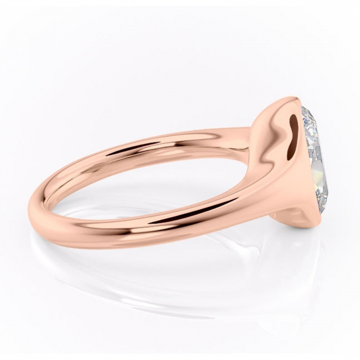 Inel de logodnă Avenelle din aur Rose 14kt cu moissanite tăietură ovală – Montură închisă rafinată pentru solitar | Personalizează și configurează gratuit online [2]