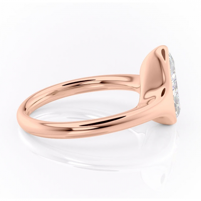 Inel de logodnă Avenelle din aur Rose 14kt cu moissanite tăietură pară – Montură închisă rafinată pentru solitar | Personalizează și configurează gratuit online [2]