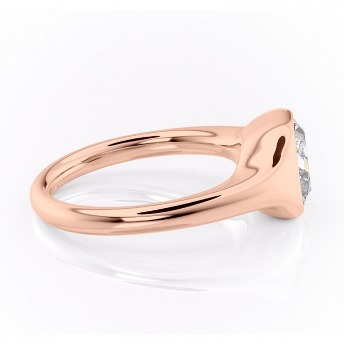 Inel de logodnă Avenelle din aur Rose 14kt cu moissanite tăietură pernă – Montură închisă rafinată pentru solitar | Personalizează și configurează gratuit online [2]