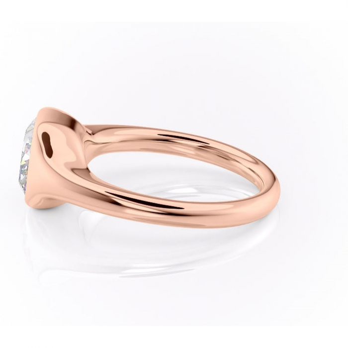 Inel de logodnă Avenelle din aur Rose 14kt cu moissanite tăietură pernă – Montură închisă rafinată pentru solitar | Personalizează și configurează gratuit online [6]