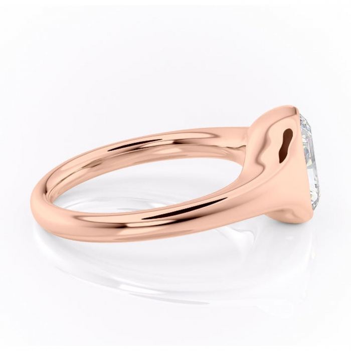 Inel de logodnă Avenelle din aur Rose 18kt cu moissanite tăietură radiantă – Montură închisă rafinată pentru solitar | Personalizează și configurează gratuit online [2]