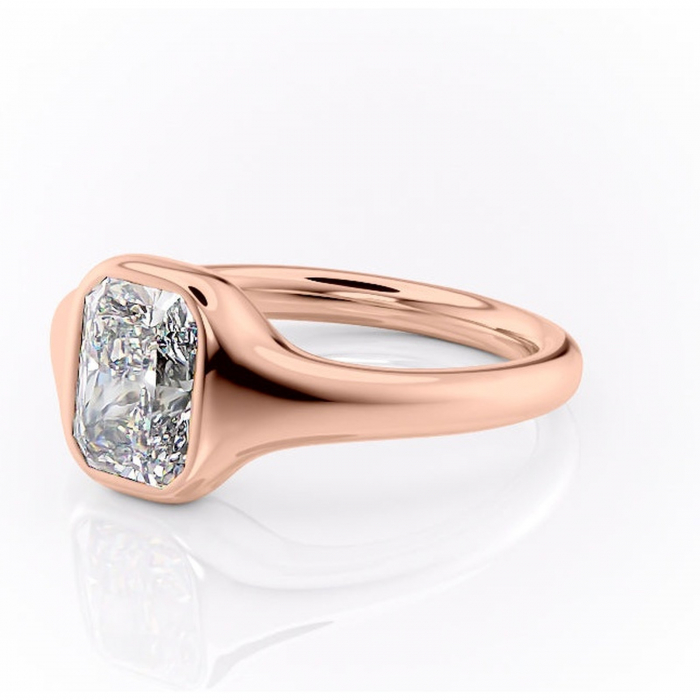 Inel de logodnă Avenelle din aur Rose 18kt cu moissanite tăietură radiantă – Montură închisă rafinată pentru solitar | Personalizează și configurează gratuit online [7]