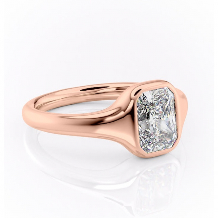 Inel de logodnă Avenelle din aur Rose 18kt cu moissanite tăietură radiantă – Montură închisă rafinată pentru solitar | Personalizează și configurează gratuit online [1]