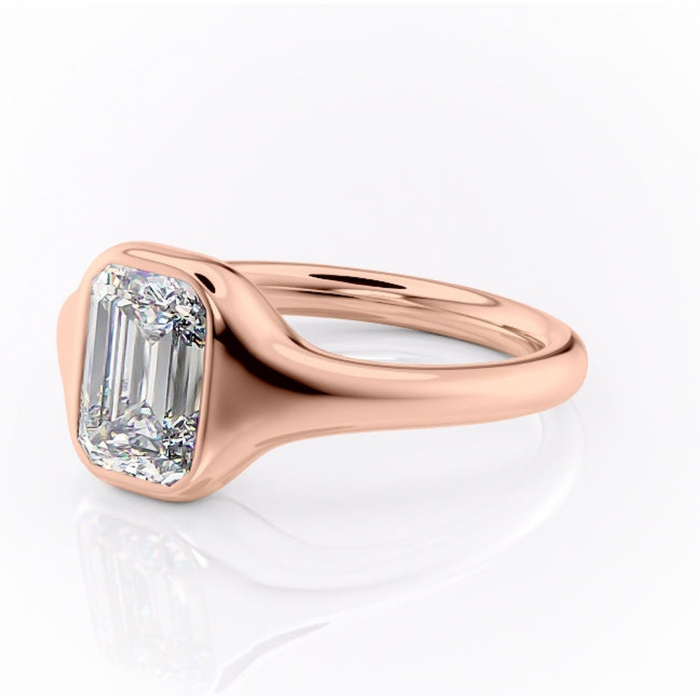 Inel de logodnă Avenelle din aur Rose 14kt cu moissanite tăietură smarald – Montură închisă rafinată pentru solitar | Personalizează și configurează gratuit online [7]