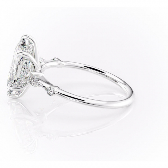 Inel de logodnă Azalea din aur Alb 14kt cu moissanite tăietură marquise – Montură cu trei pietre rafinată pentru profil mediu | Personalizează și configurează gratuit online [6]