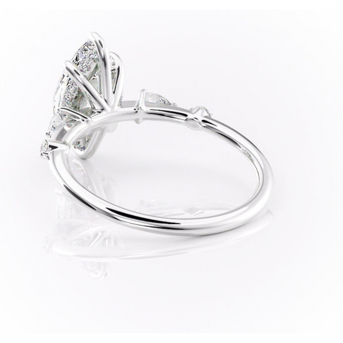 Inel de logodnă Azalea din aur Alb 14kt cu moissanite tăietură marquise – Montură cu trei pietre rafinată pentru profil mediu | Personalizează și configurează gratuit online [4]