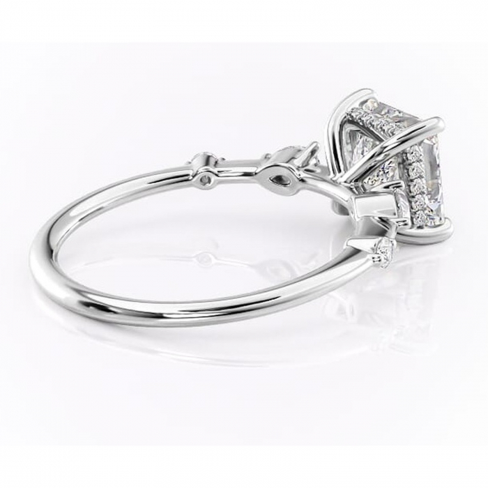 Inel de logodnă Azalea din aur Alb 18kt cu moissanite tăietură princess – Montură cu trei pietre rafinată pentru profil mediu | Personalizează și configurează gratuit online [3]