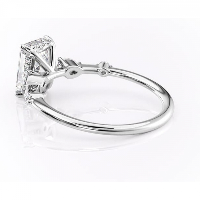 Inel de logodnă Azalea din aur Alb 18kt cu moissanite tăietură radiantă – Montură cu trei pietre rafinată pentru profil mediu | Personalizează și configurează gratuit online [5]