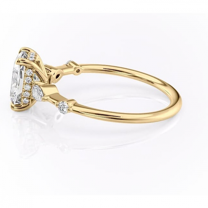 Inel de logodnă Azalea din aur Galben 14kt cu moissanite tăietură asscher – Montură cu trei pietre rafinată pentru profil mediu | Personalizează și configurează gratuit online [6]