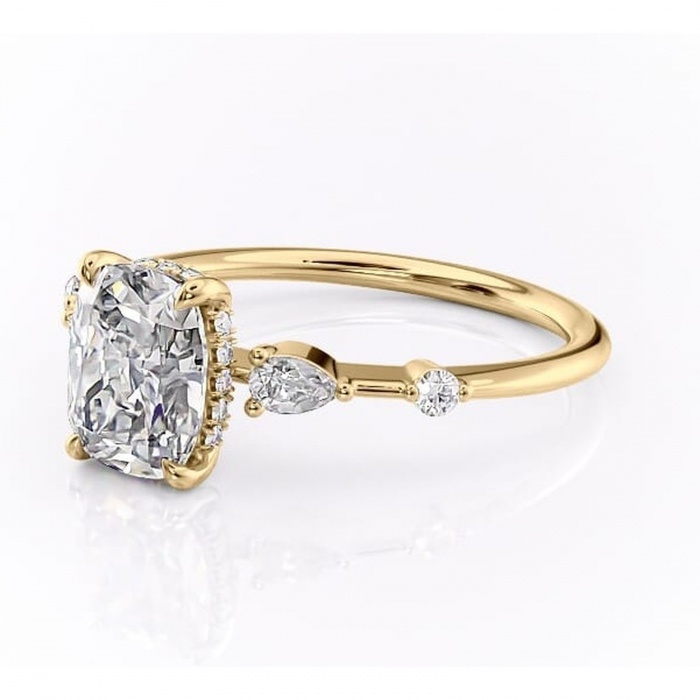 Inel de logodnă Azalea din aur Galben 14kt cu moissanite tăietură asscher – Montură cu trei pietre rafinată pentru profil mediu | Personalizează și configurează gratuit online [7]