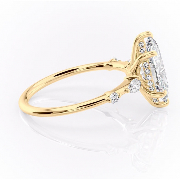 Inel de logodnă Azalea din aur Galben 14kt cu moissanite tăietură marquise – Montură cu trei pietre rafinată pentru profil mediu | Personalizează și configurează gratuit online [2]