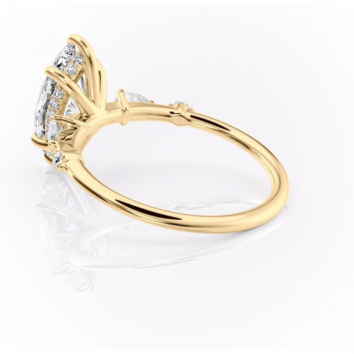 Inel de logodnă Azalea din aur Galben 14kt cu moissanite tăietură marquise – Montură cu trei pietre rafinată pentru profil mediu | Personalizează și configurează gratuit online [5]