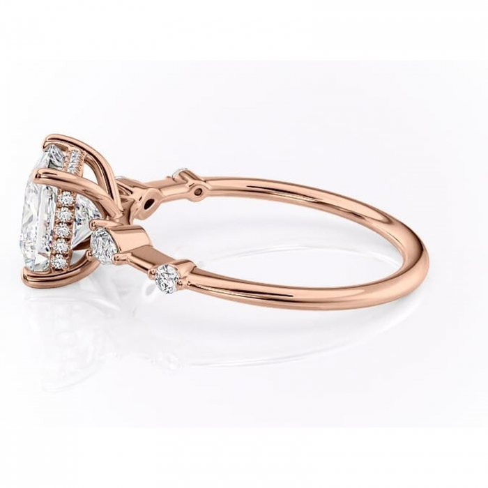 Inel de logodnă Azalea din aur Rose 14kt cu moissanite tăietură princess – Montură cu trei pietre rafinată pentru profil mediu | Personalizează și configurează gratuit online [6]