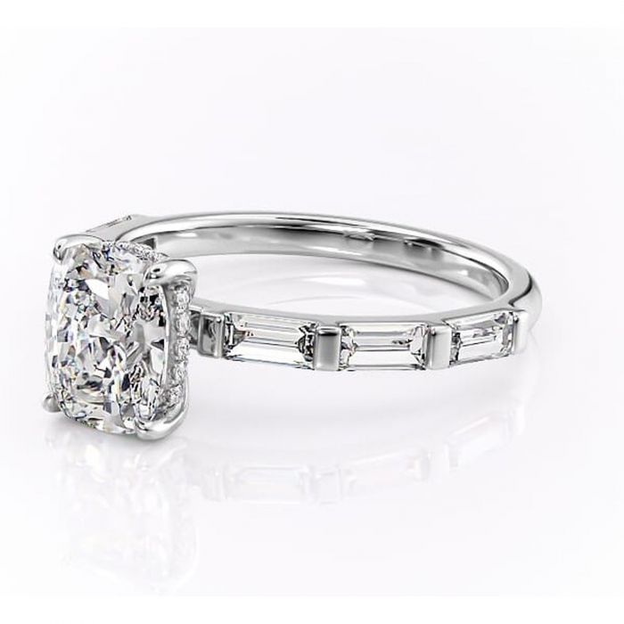 Inel de logodnă Beatrice din aur Alb 14kt cu moissanite tăietură asscher – Montură cu canal rafinată pentru profil înalt | Personalizează și configurează gratuit online [7]