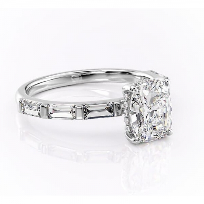 Inel de logodnă Beatrice din aur Alb 14kt cu moissanite tăietură asscher – Montură cu canal rafinată pentru profil înalt | Personalizează și configurează gratuit online [1]