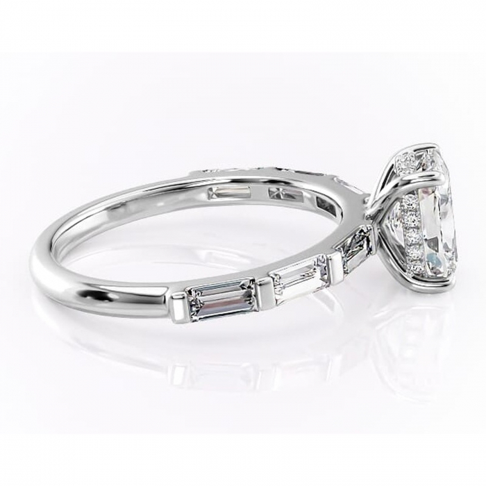 Inel de logodnă Beatrice din aur Alb 14kt cu moissanite tăietură asscher – Montură cu canal rafinată pentru profil înalt | Personalizează și configurează gratuit online [2]