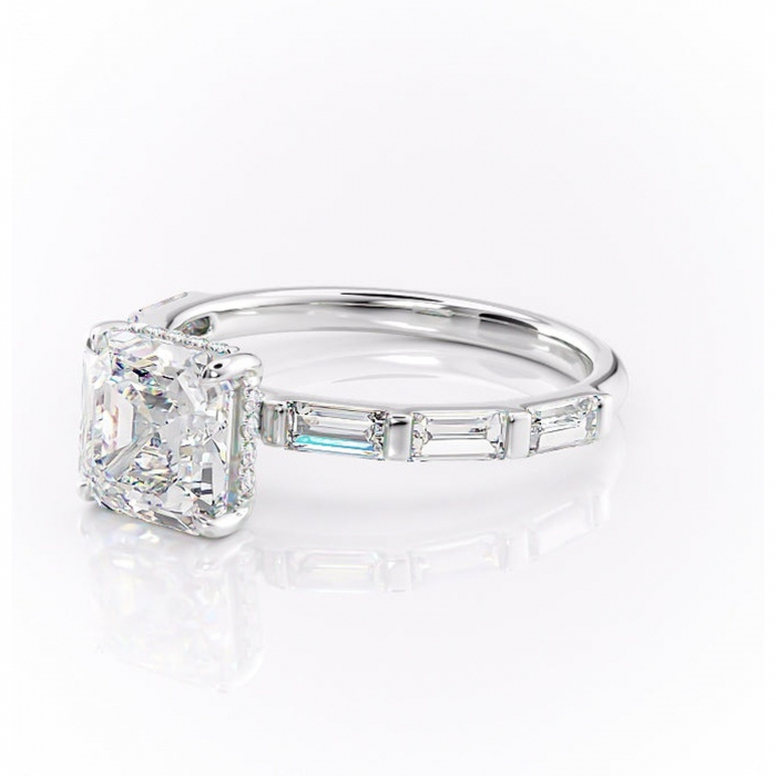 Inel de logodnă Beatrice din aur Alb 14kt cu moissanite tăietură asscher – Montură cu canal rafinată pentru profil înalt | Personalizează și configurează gratuit online [7]