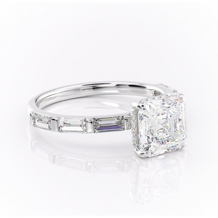 Inel de logodnă Beatrice din aur Alb 14kt cu moissanite tăietură asscher – Montură cu canal rafinată pentru profil înalt | Personalizează și configurează gratuit online [1]