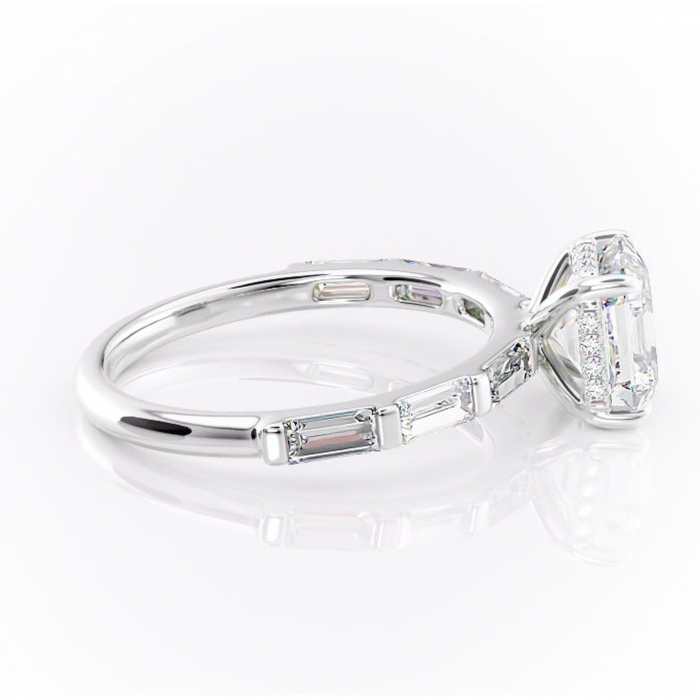Inel de logodnă Beatrice din aur Alb 14kt cu moissanite tăietură asscher – Montură cu canal rafinată pentru profil înalt | Personalizează și configurează gratuit online [2]