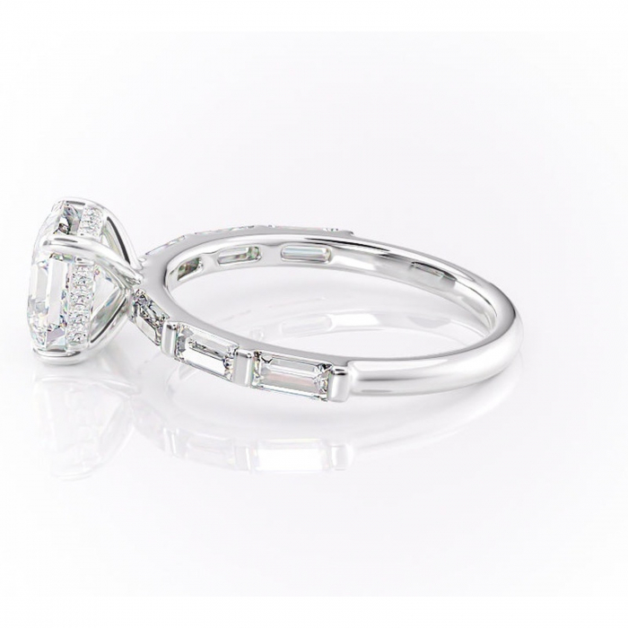 Inel de logodnă Beatrice din aur Alb 14kt cu moissanite tăietură asscher – Montură cu canal rafinată pentru profil înalt | Personalizează și configurează gratuit online [6]