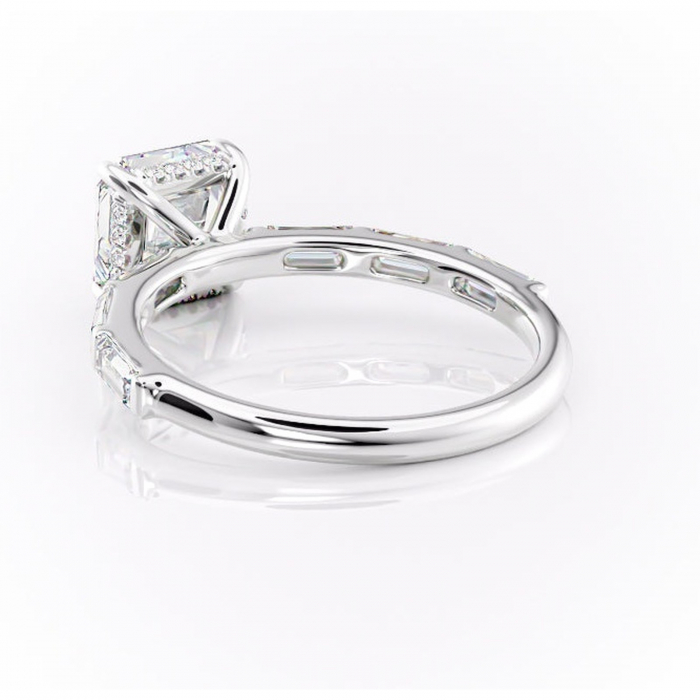 Inel de logodnă Beatrice din aur Alb 14kt cu moissanite tăietură asscher – Montură cu canal rafinată pentru profil înalt | Personalizează și configurează gratuit online [4]