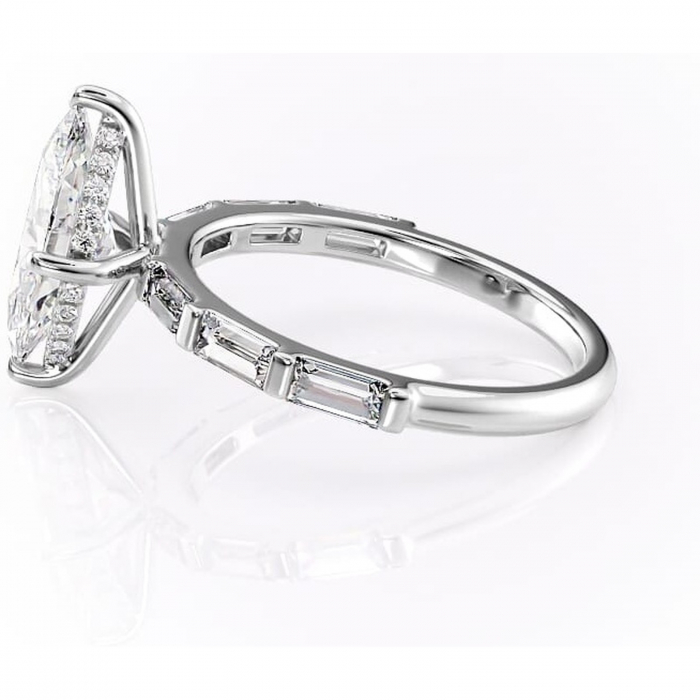 Inel de logodnă Beatrice din aur Alb 14kt cu moissanite tăietură marquise – Montură cu canal rafinată pentru profil înalt | Personalizează și configurează gratuit online [6]