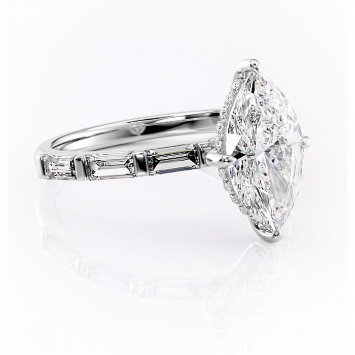 Inel de logodnă Beatrice din aur Alb 14kt cu moissanite tăietură marquise – Montură cu canal rafinată pentru profil înalt | Personalizează și configurează gratuit online [1]